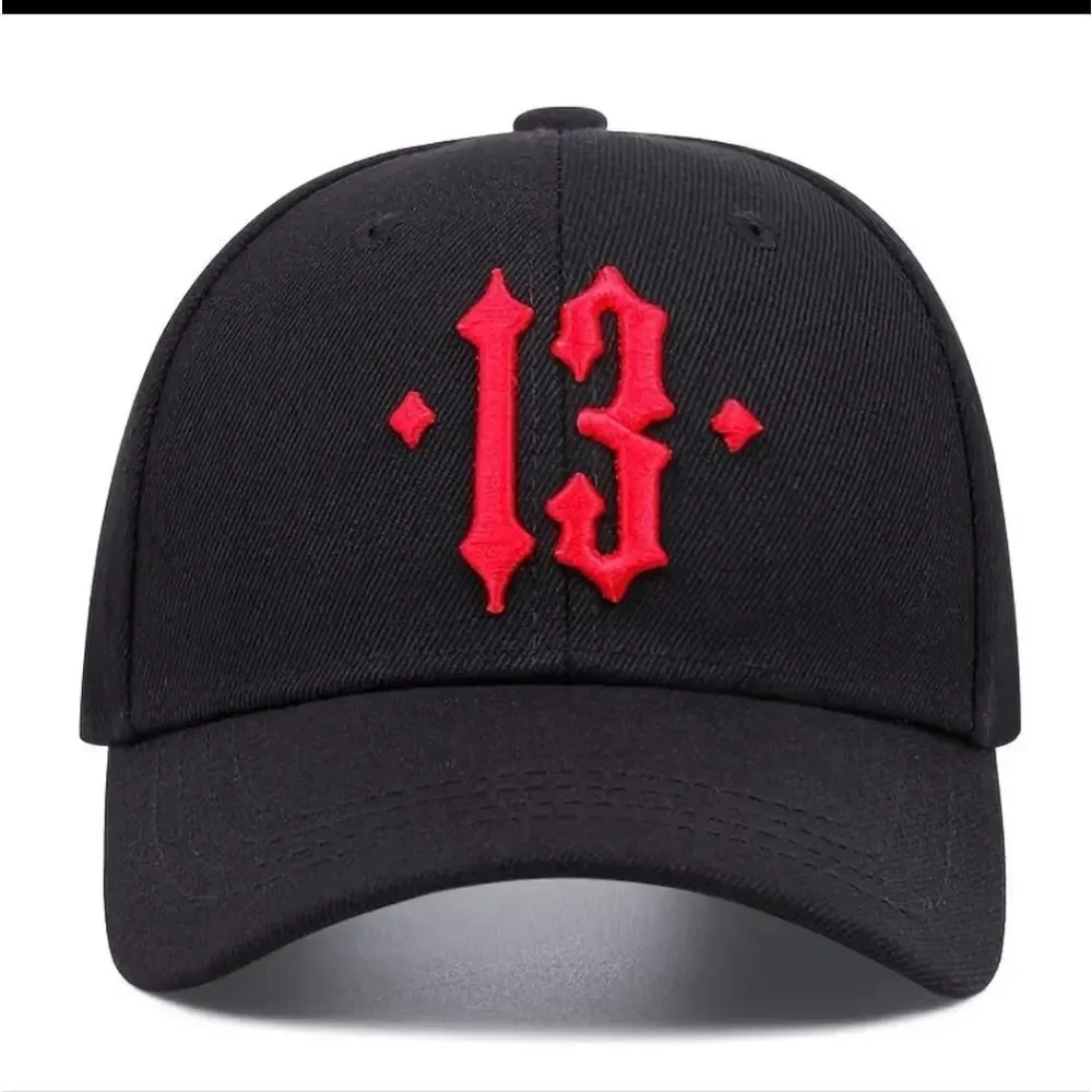 Gothic 13 Embroidery Baseball Cap Hip Hop Solid Color Sports Hat Lightweight Adj